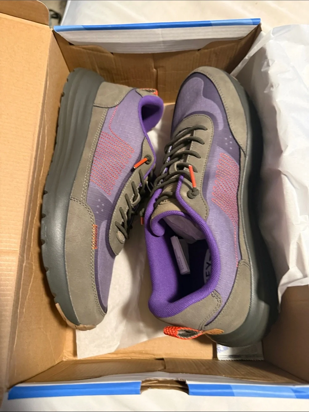 Hey Dude Men's Sirocco Alta Hype Purple & Gray Sneakers with Orange Accents